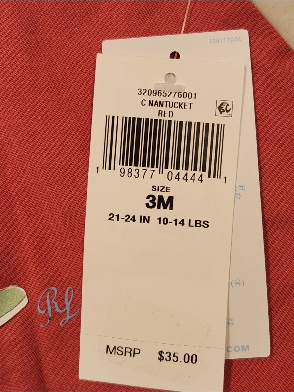 NWT Ralph Lauren Baby Girls Polo Bear Holding a Crab Tee in Nantucket Red Preppy